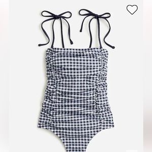J Crew Gingham Ruched Swimsuit NWT